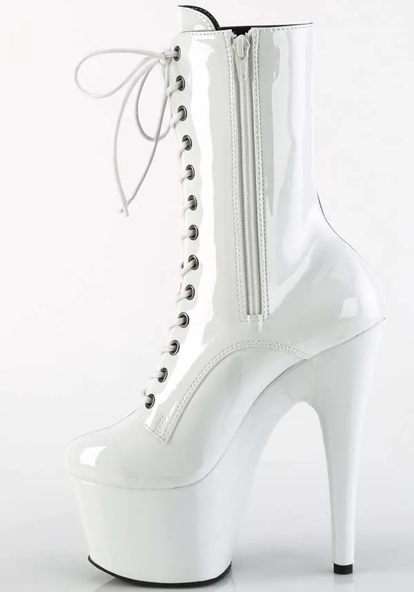 ADORE-1040TT [Black/White Patent] | PLATFORM BOOTS [PREORDER]