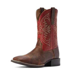 Ariat Mens Sport Pardner Matte Rebel Brown/Blood Red Boot