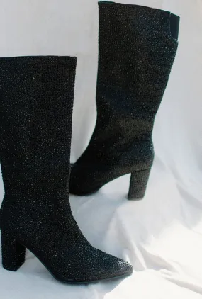 Black Rhinestone Boots