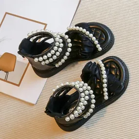 Children's Casual Shoes with Pearl Beading Straps - G05222 Girls' Sandals