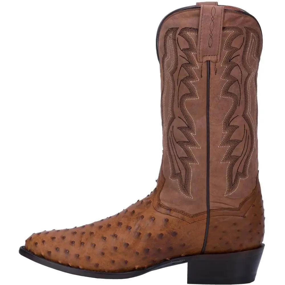 Dan Post  Saddle Brown-Chocolate Tempe Full Quill Ostrich Boot DP2323