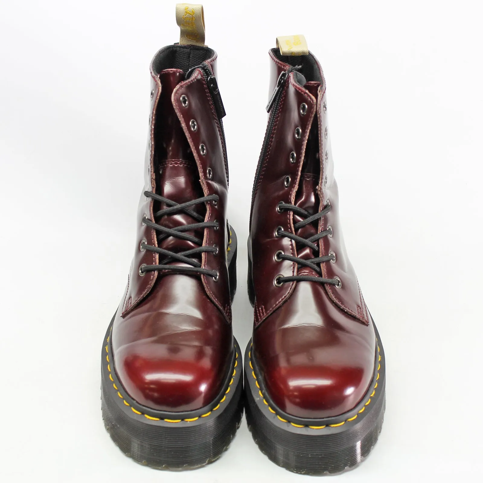 Dr. Martens Vegan Jadon II 8-Eyelet Cherry Red Unisex Platform Ankle Boots - UK 9