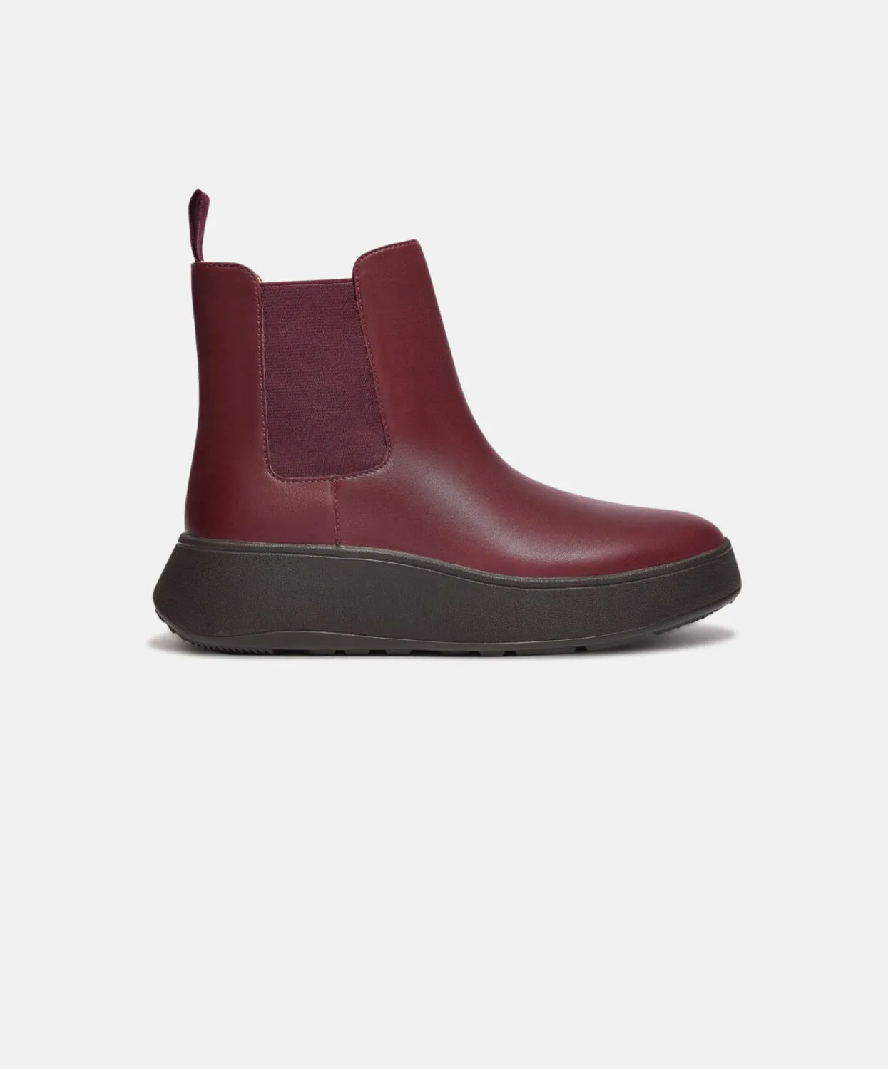 FitFlop F-mode Leather Flatform Chelsea Boots Plum