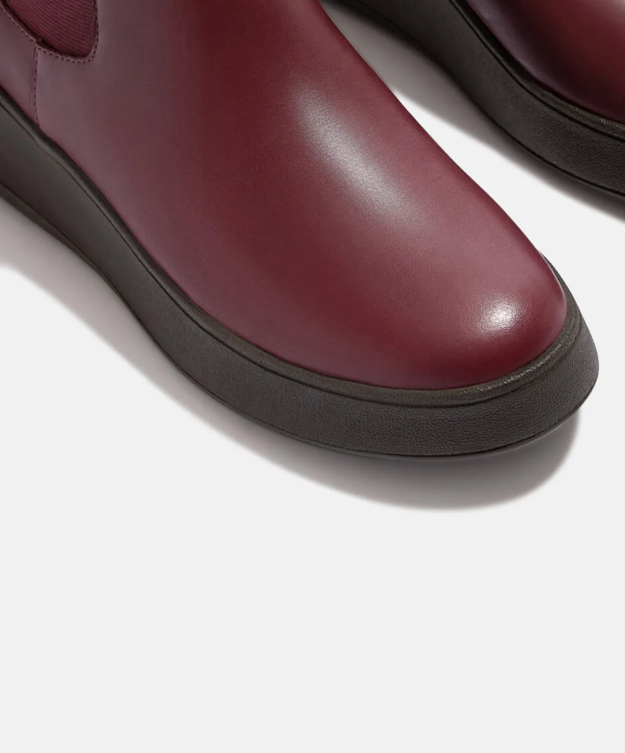 FitFlop F-mode Leather Flatform Chelsea Boots Plum