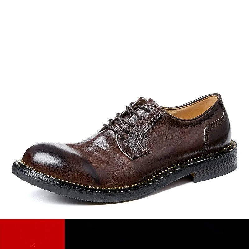 Handmade Retro Leather Oxfords - Men's Casual Shoes QD1245