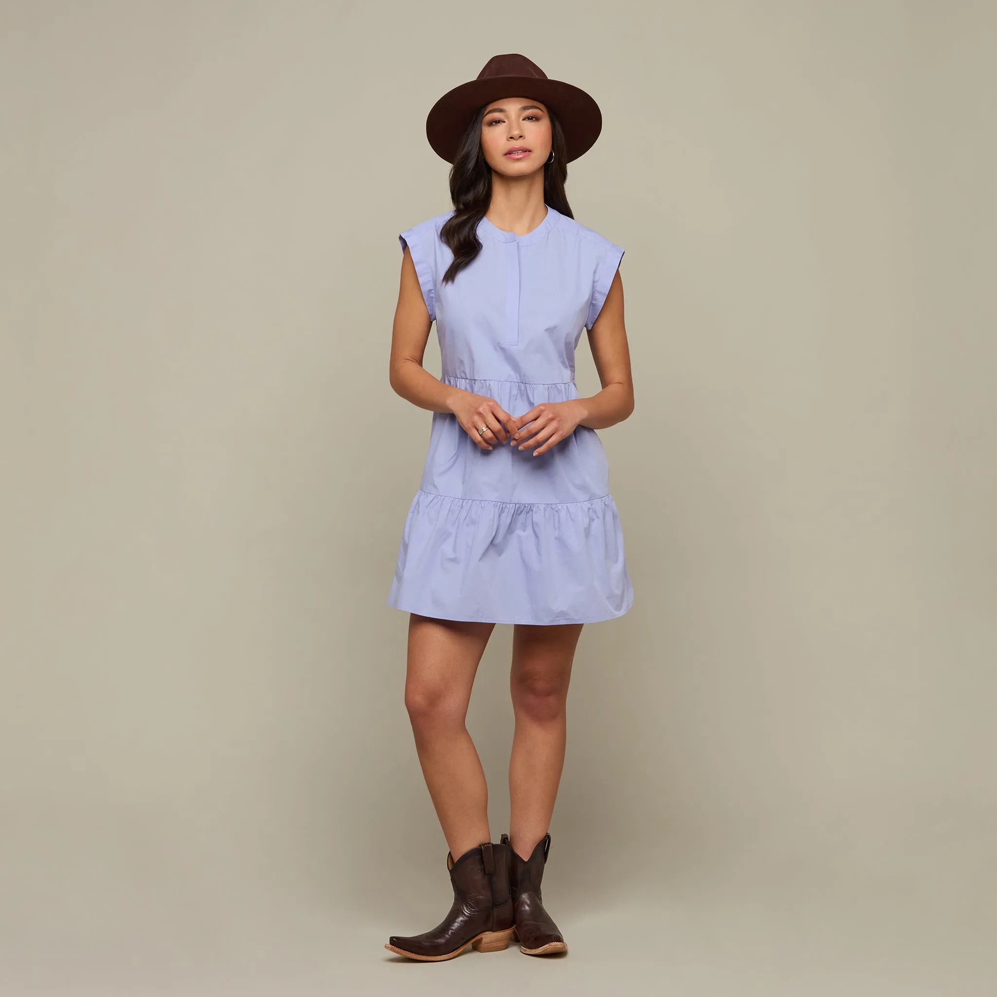 Lachlan Button Dress :: Periwinkle