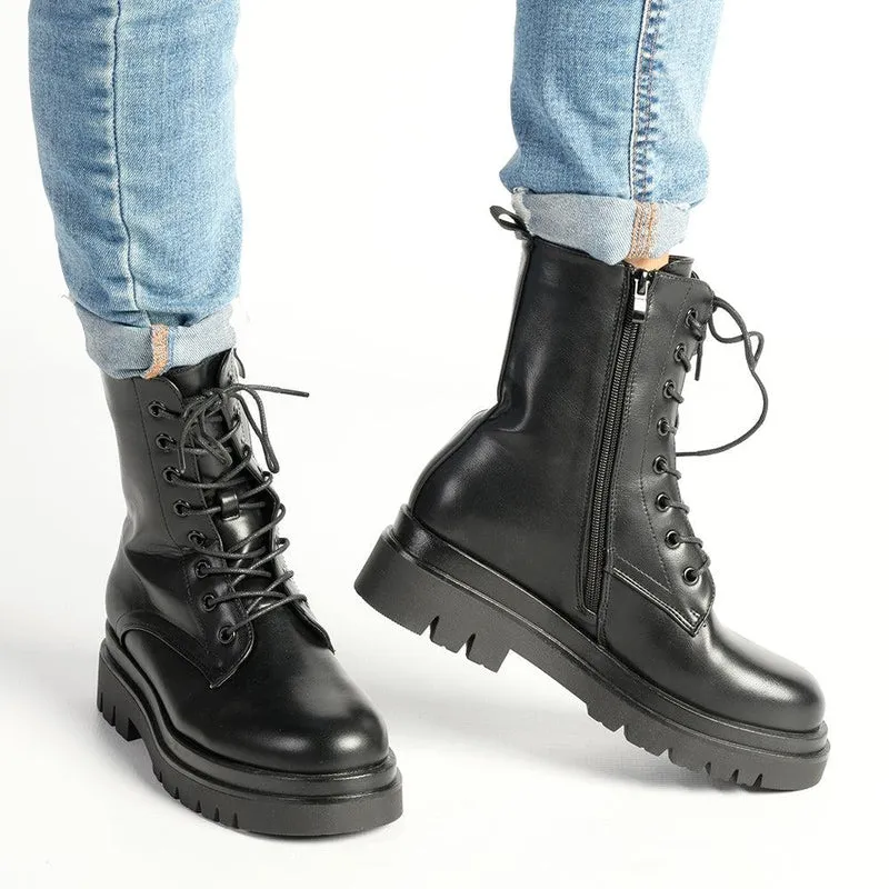 Madison Kiki Chunky Military Boot - Black