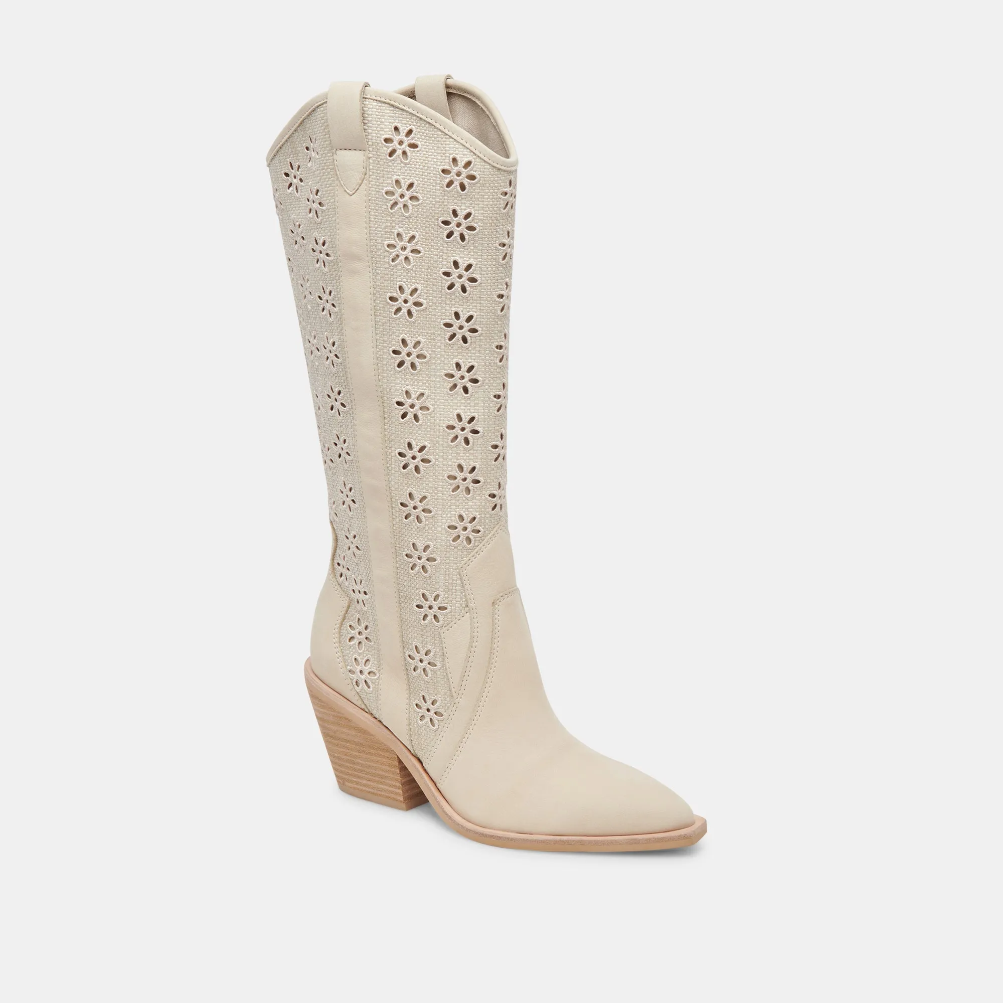 NAVENE BOOTS OATMEAL FLORAL EYELET