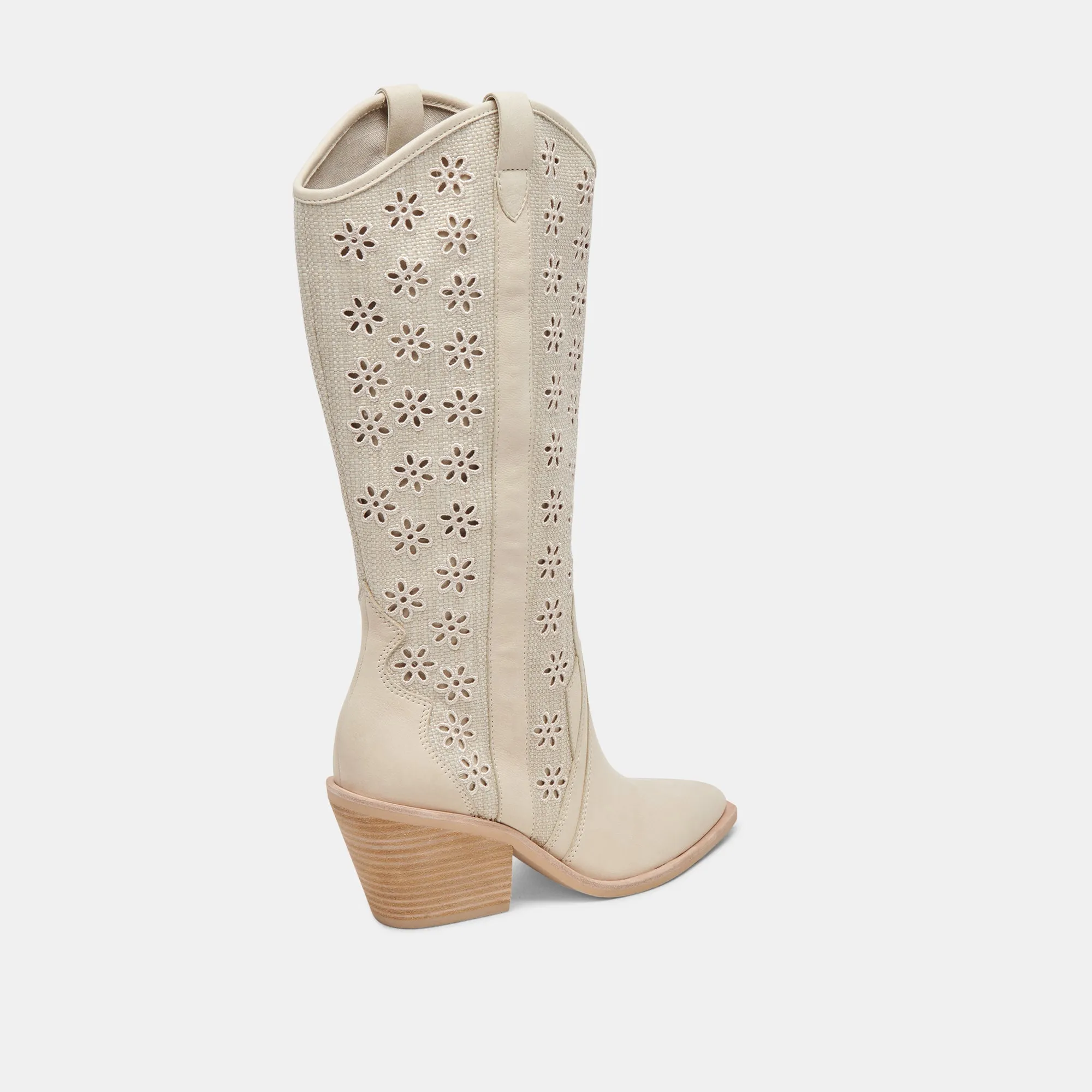 NAVENE BOOTS OATMEAL FLORAL EYELET