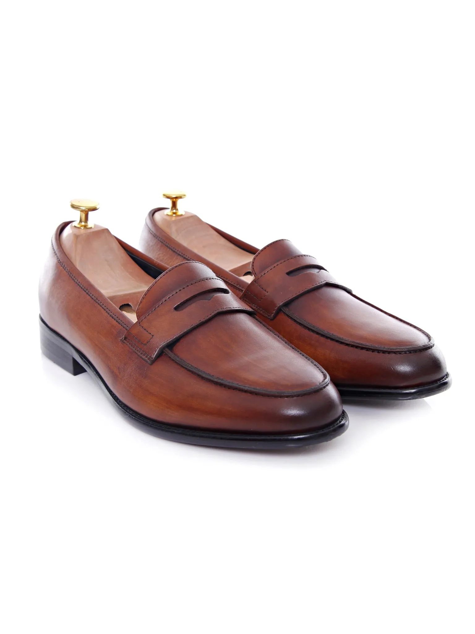 Penny Loafer - Cognac Tan (Hand Painted Patina)