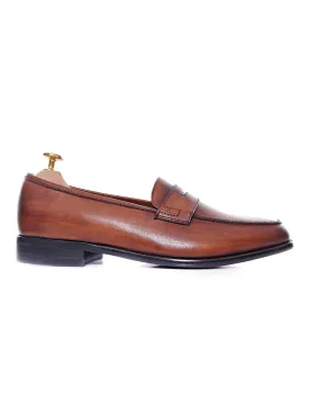 Penny Loafer - Cognac Tan (Hand Painted Patina)