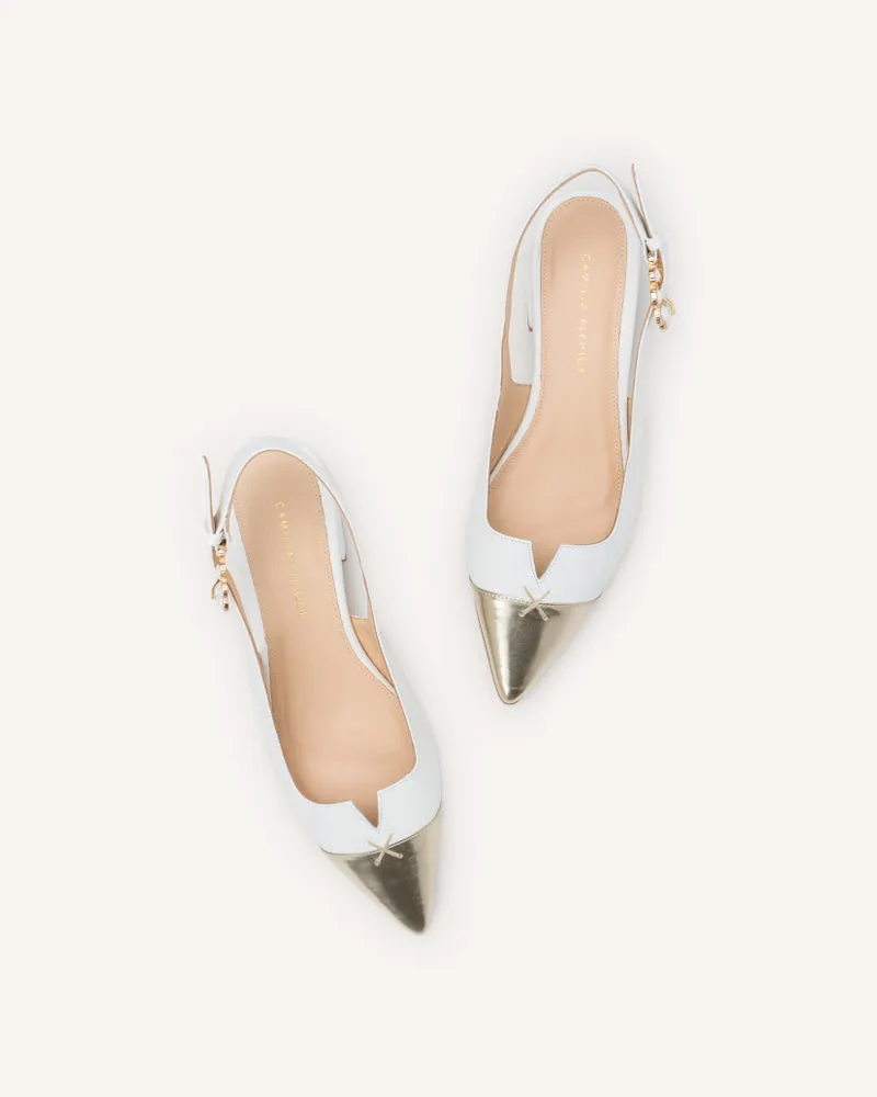 Pre-Order - Alicia White & Gold Flats