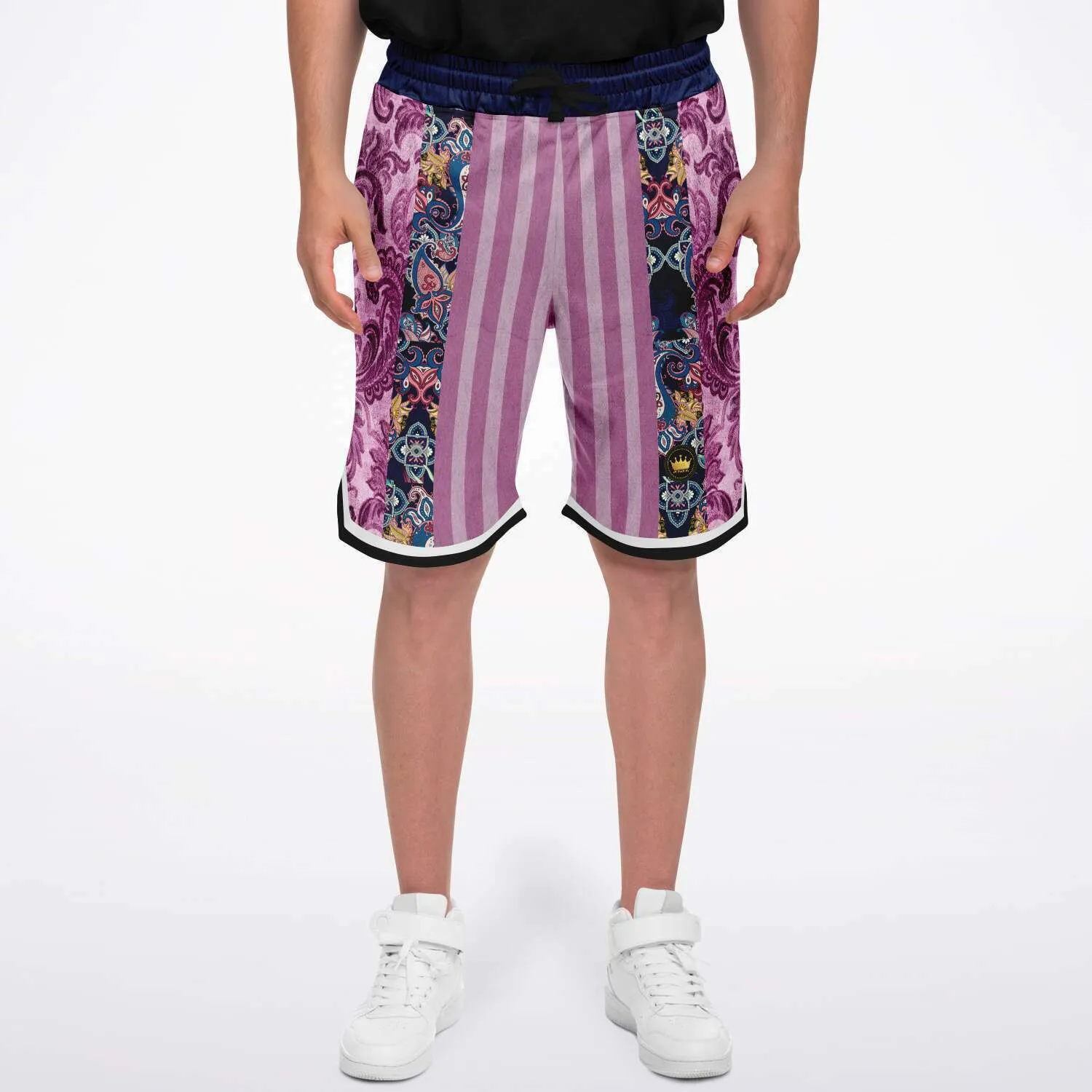 Purple Jamboree Striped Basketball Shorts