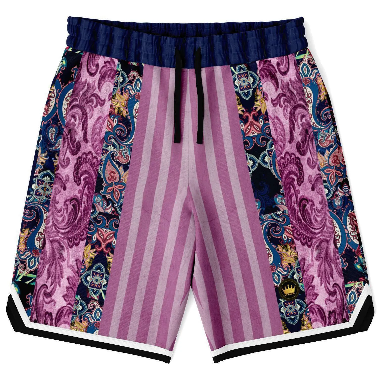 Purple Jamboree Striped Basketball Shorts