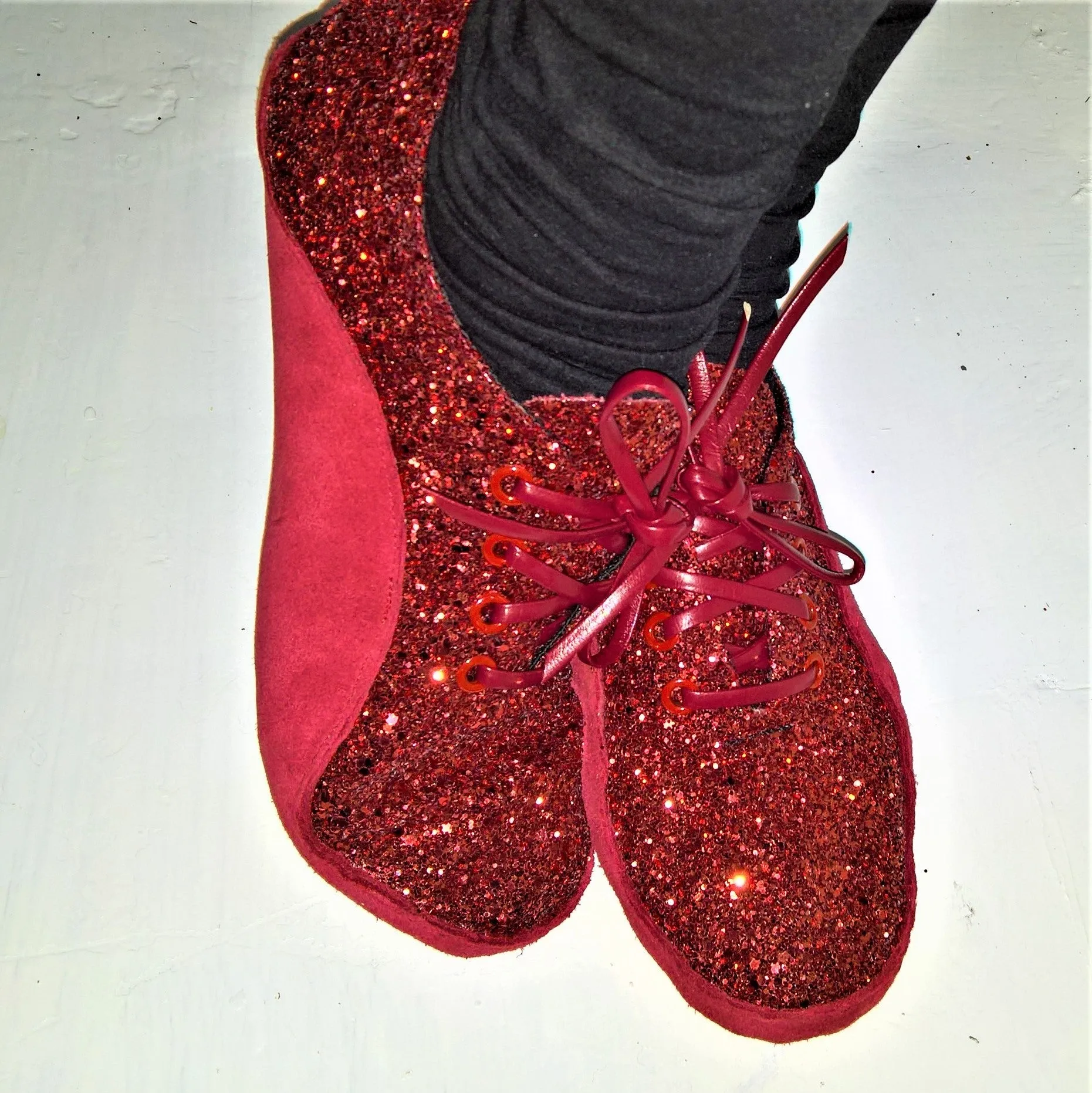 SAMPLE SALE - Red Glitter Dorothy Tightrope Shoes UK 4.5 /US 7