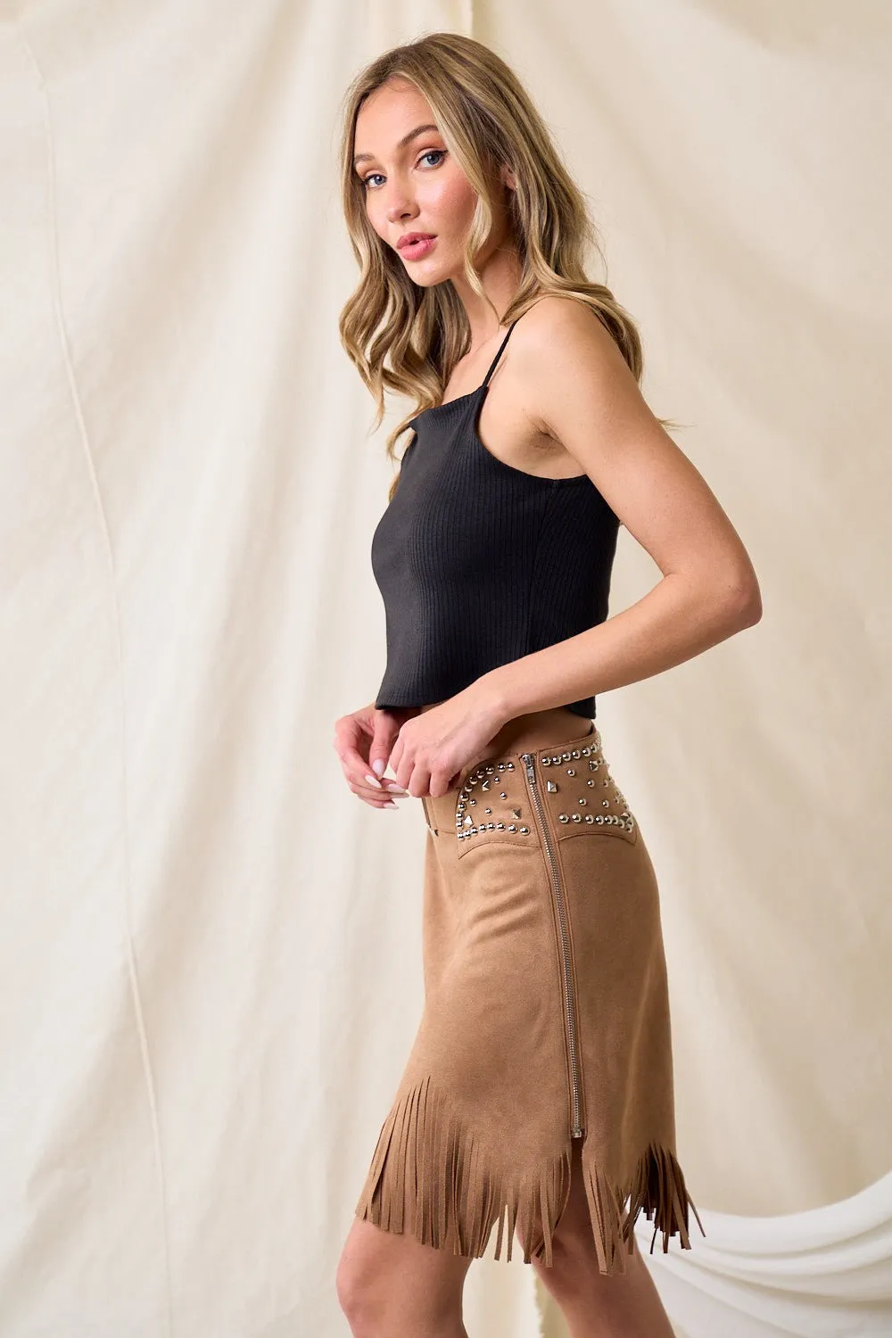 Santana Suede Fringe Skirt