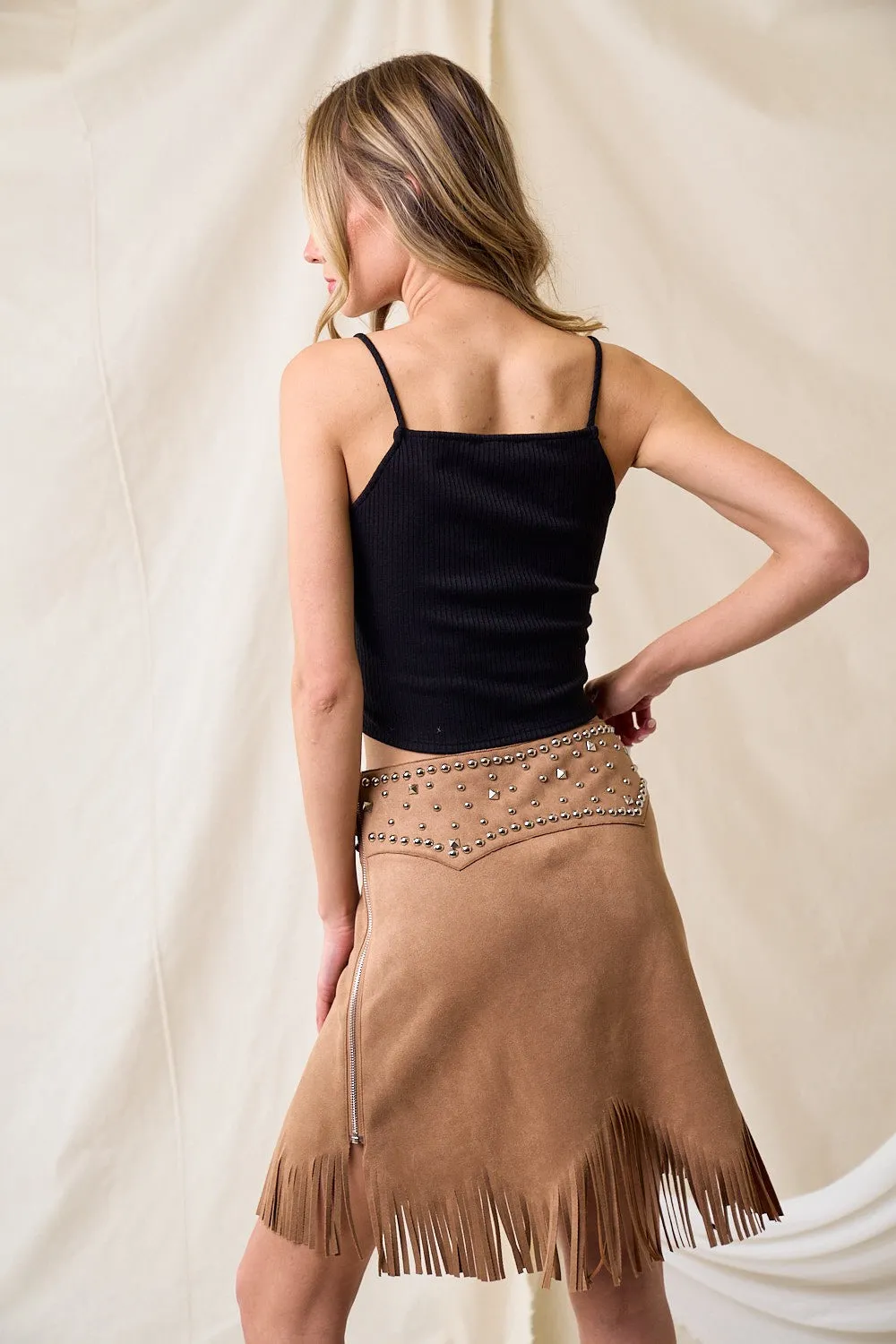 Santana Suede Fringe Skirt