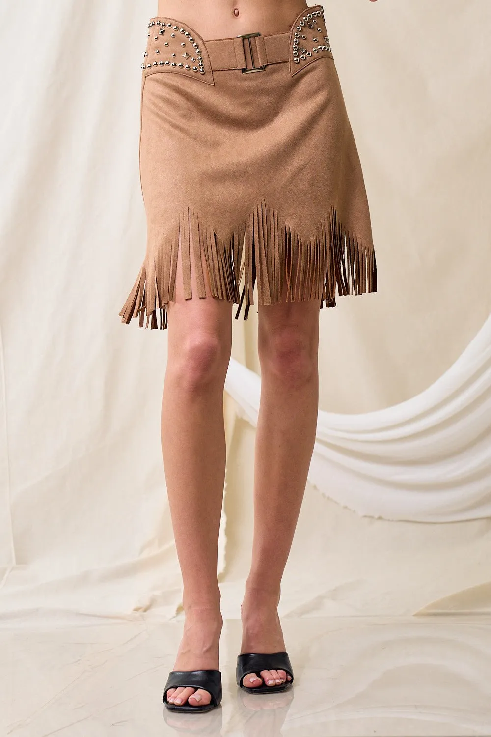 Santana Suede Fringe Skirt