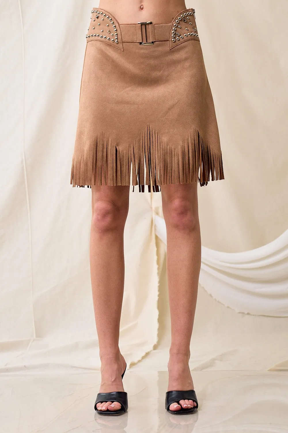 Santana Suede Fringe Skirt