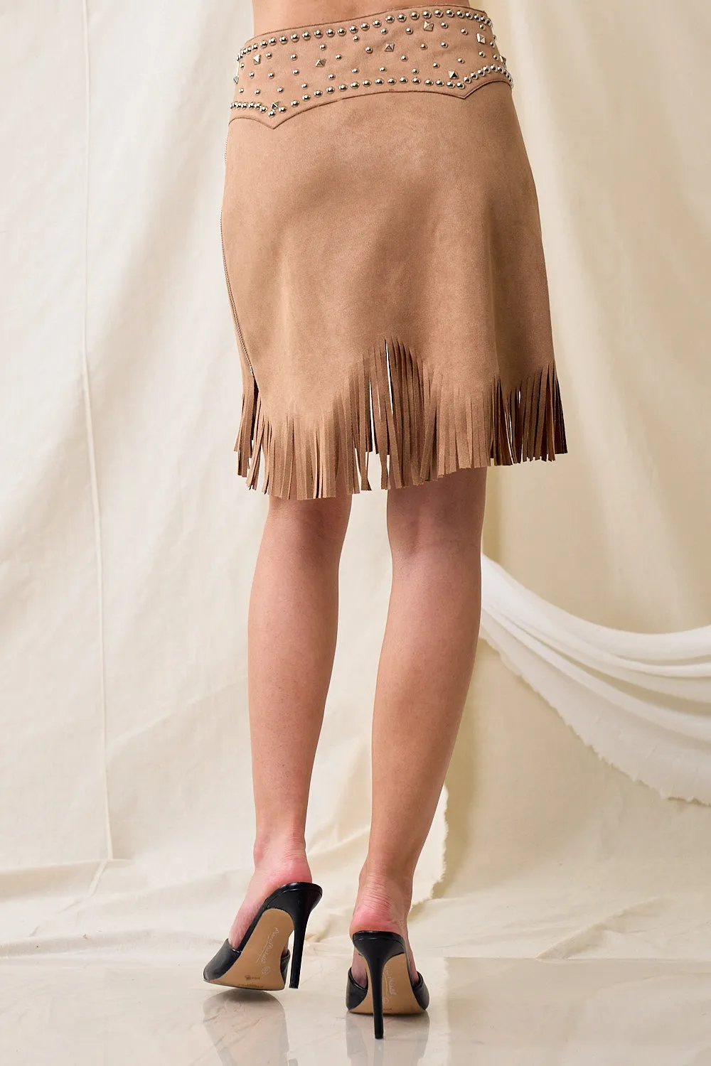 Santana Suede Fringe Skirt