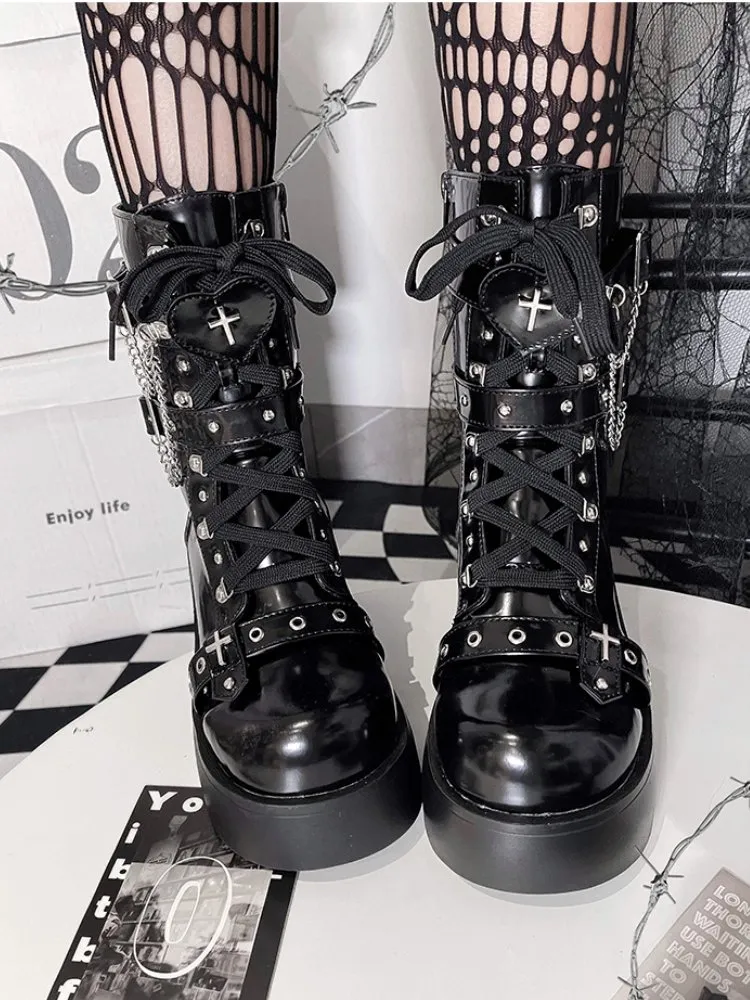 Thick-soled punk style Martin boots【s0000000853】