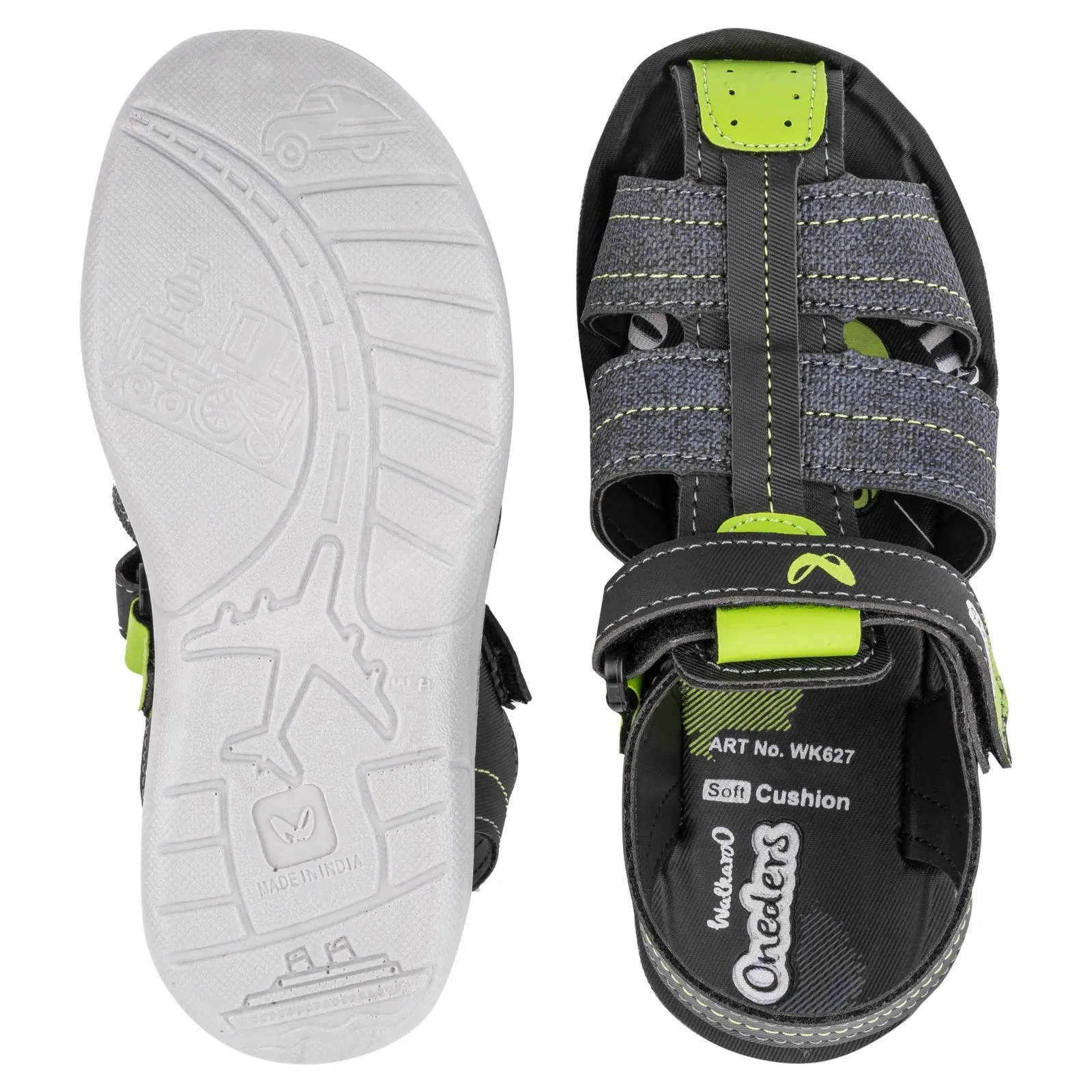 Walkaroo Kids Solid Fisherman Sandal  - WK627 Black Green