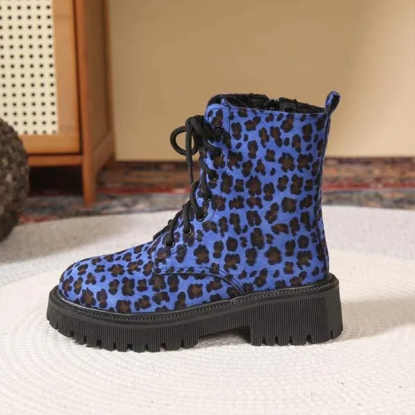 Women's Buckled Short Leopard Print Martin Boots 71941895C