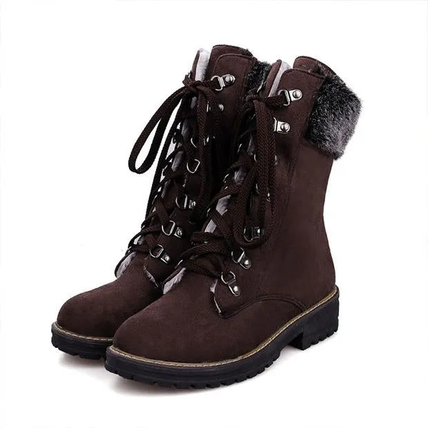 Women's Casual Plush Cross Strap Martin Boots 78604802S