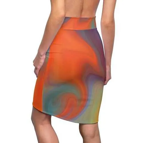 Womens Skirts, Orange Autumn Swirl Style Skirt