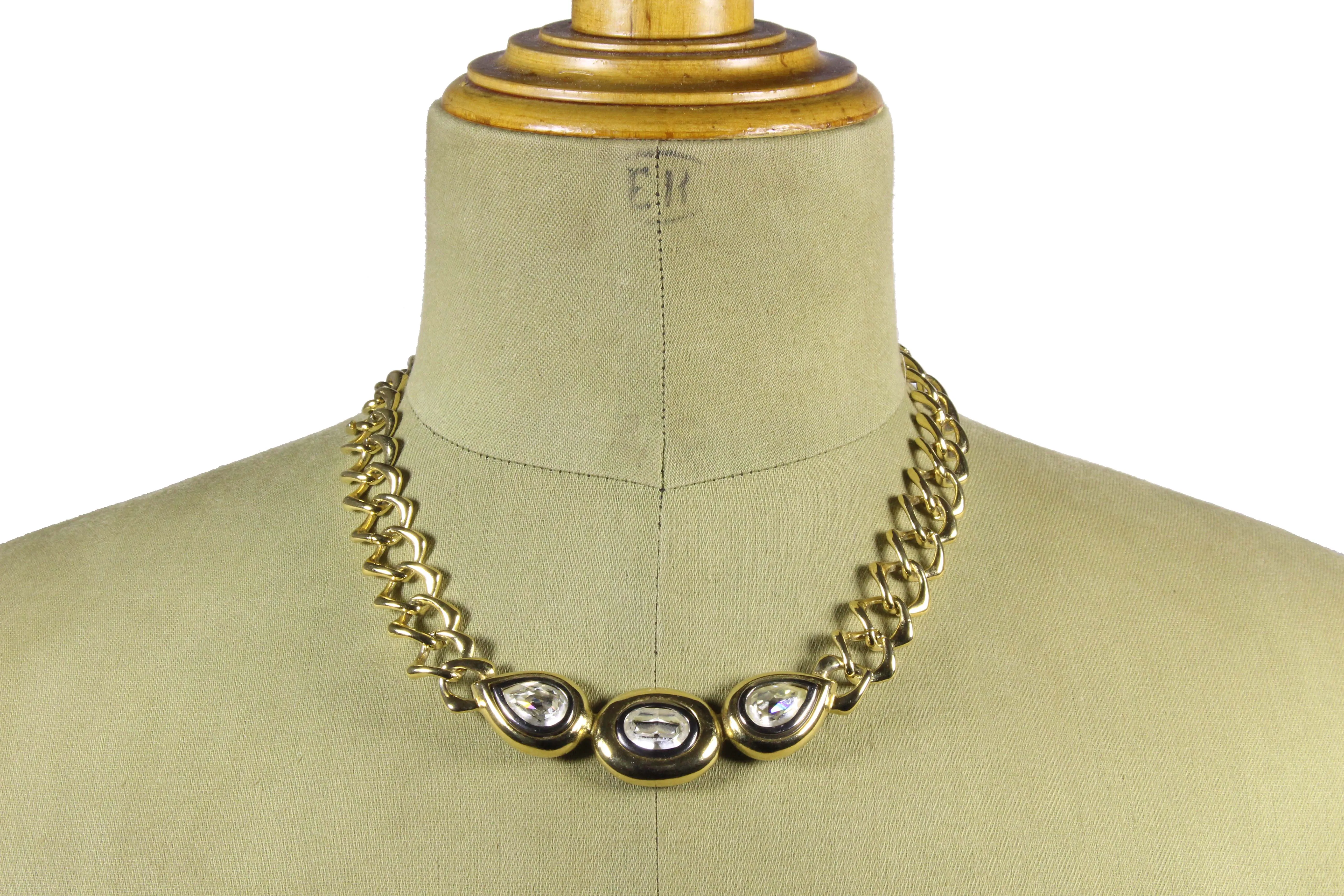 YVES SAINT LAURENT chain link rhinestones necklace