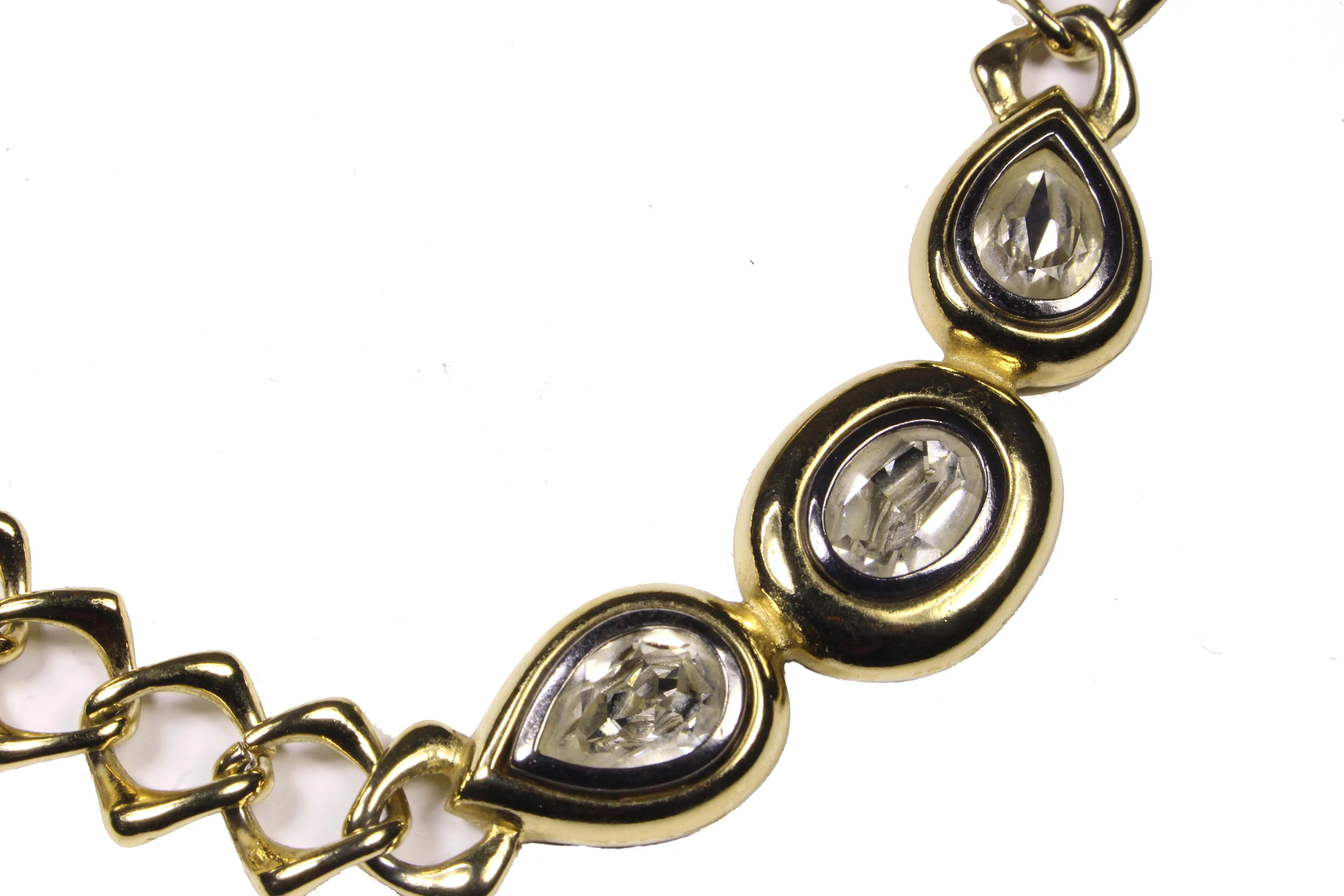 YVES SAINT LAURENT chain link rhinestones necklace