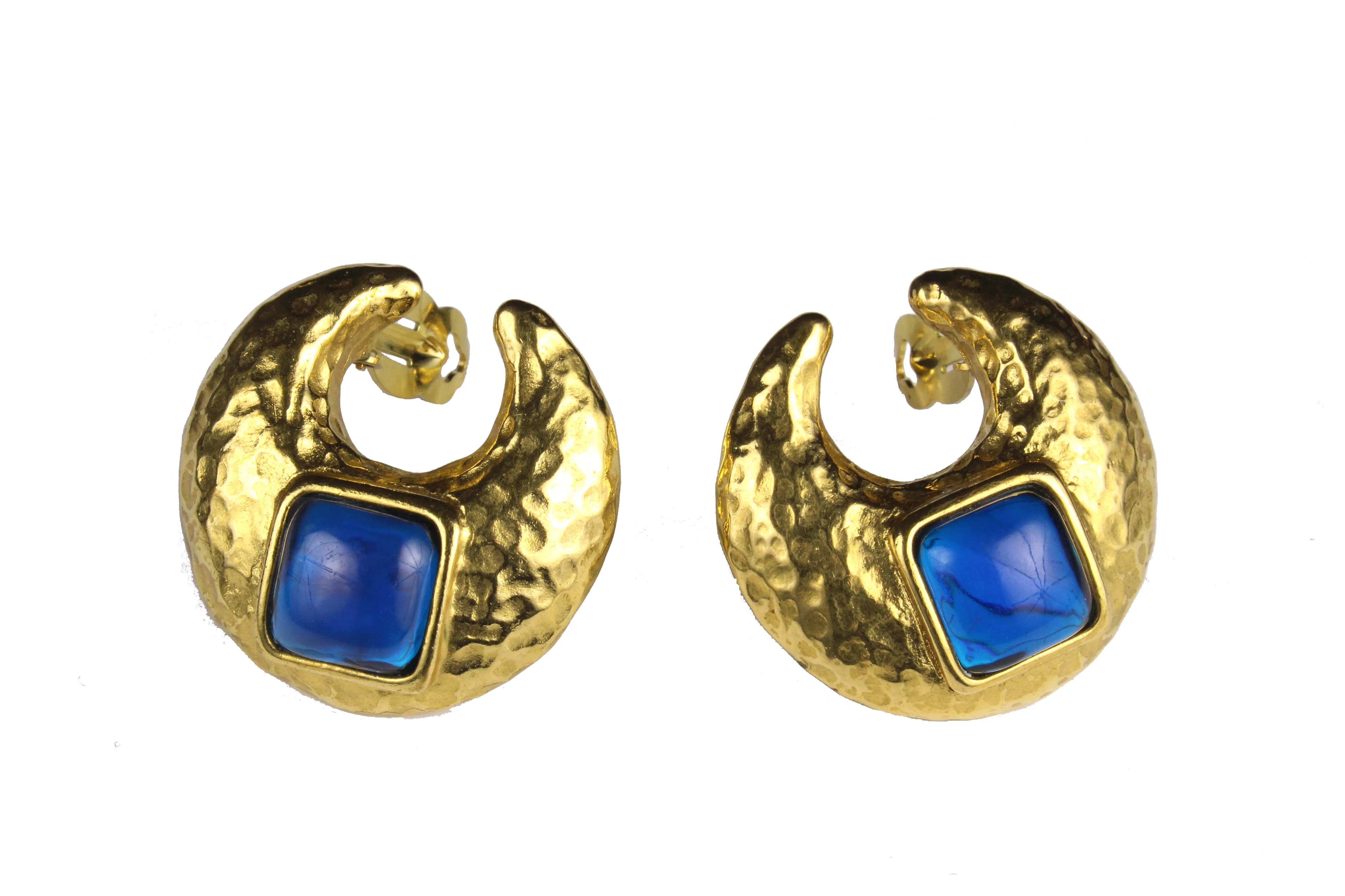 YVES SAINT LAURENT croissant cabochon earrings