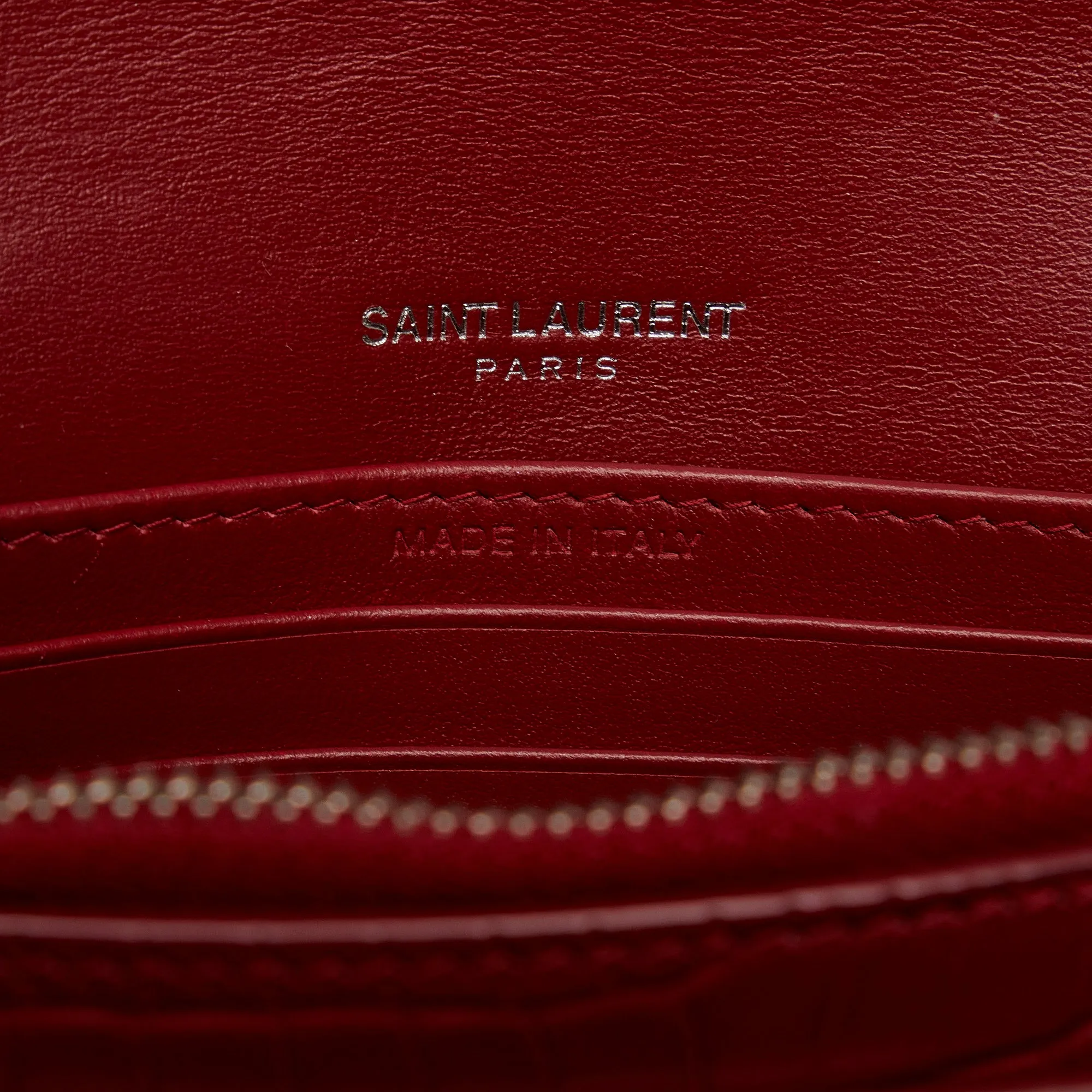 Yves Saint Laurent Sunset Red Croc Embossed Leather