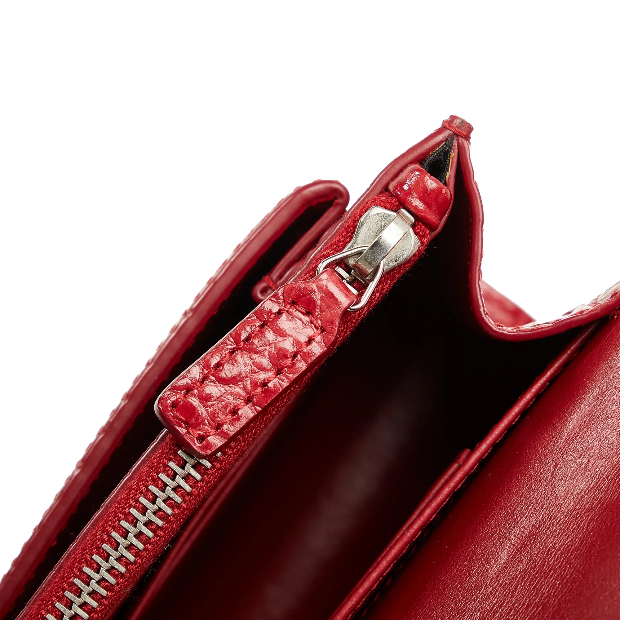 Yves Saint Laurent Sunset Red Croc Embossed Leather